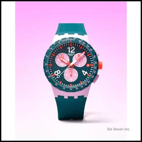 Unisex Quartz Chronograph Watch Polymer Case Green Strap Retro Sporty